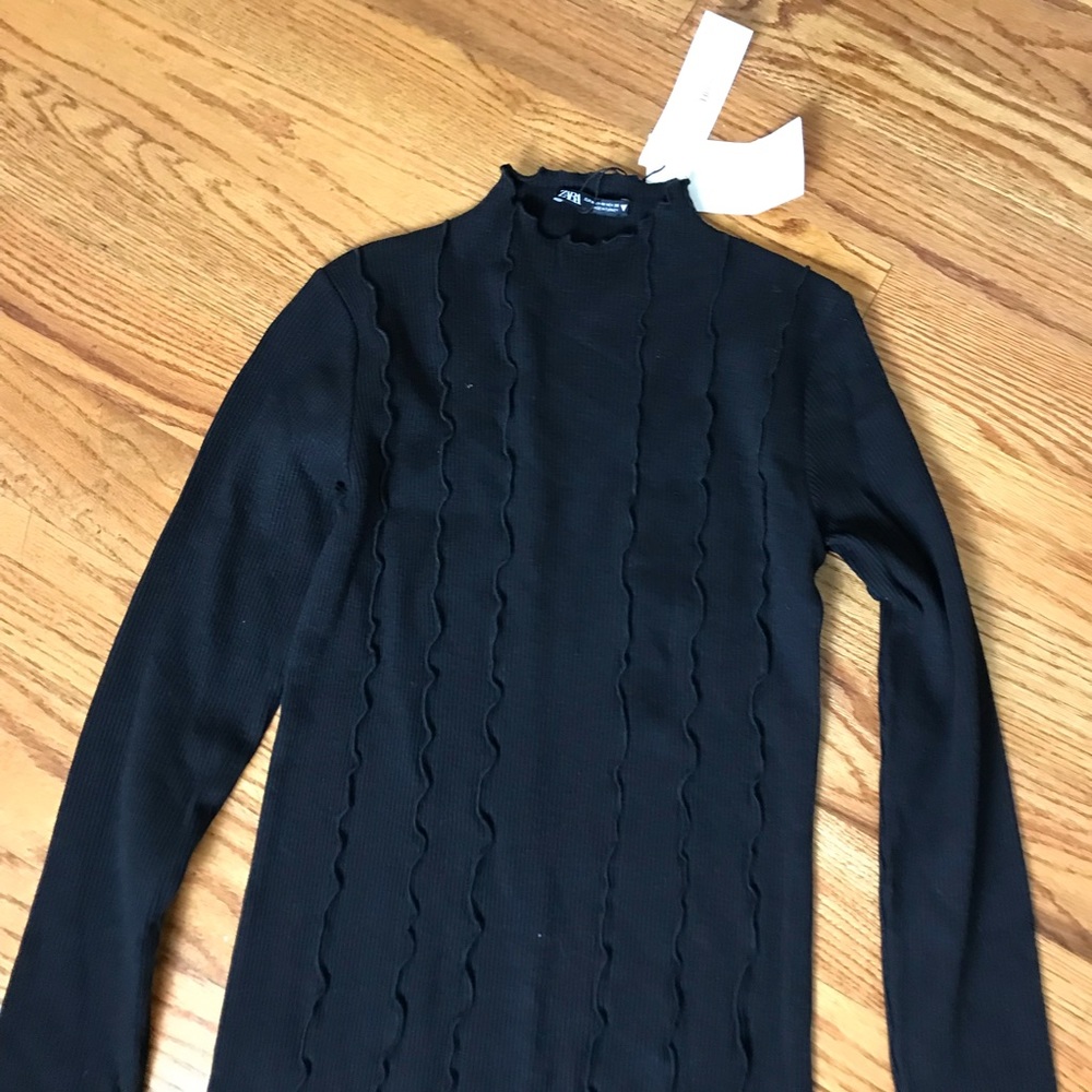 Zara Black Mock-Neck Mini Dress NWT - Picture 3 of 5